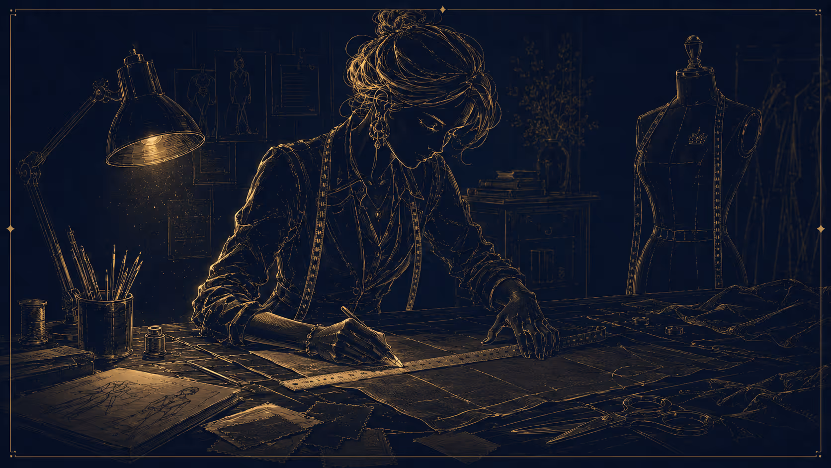 The draft — Rule and pencil. The drawing becomes a set of measurements.