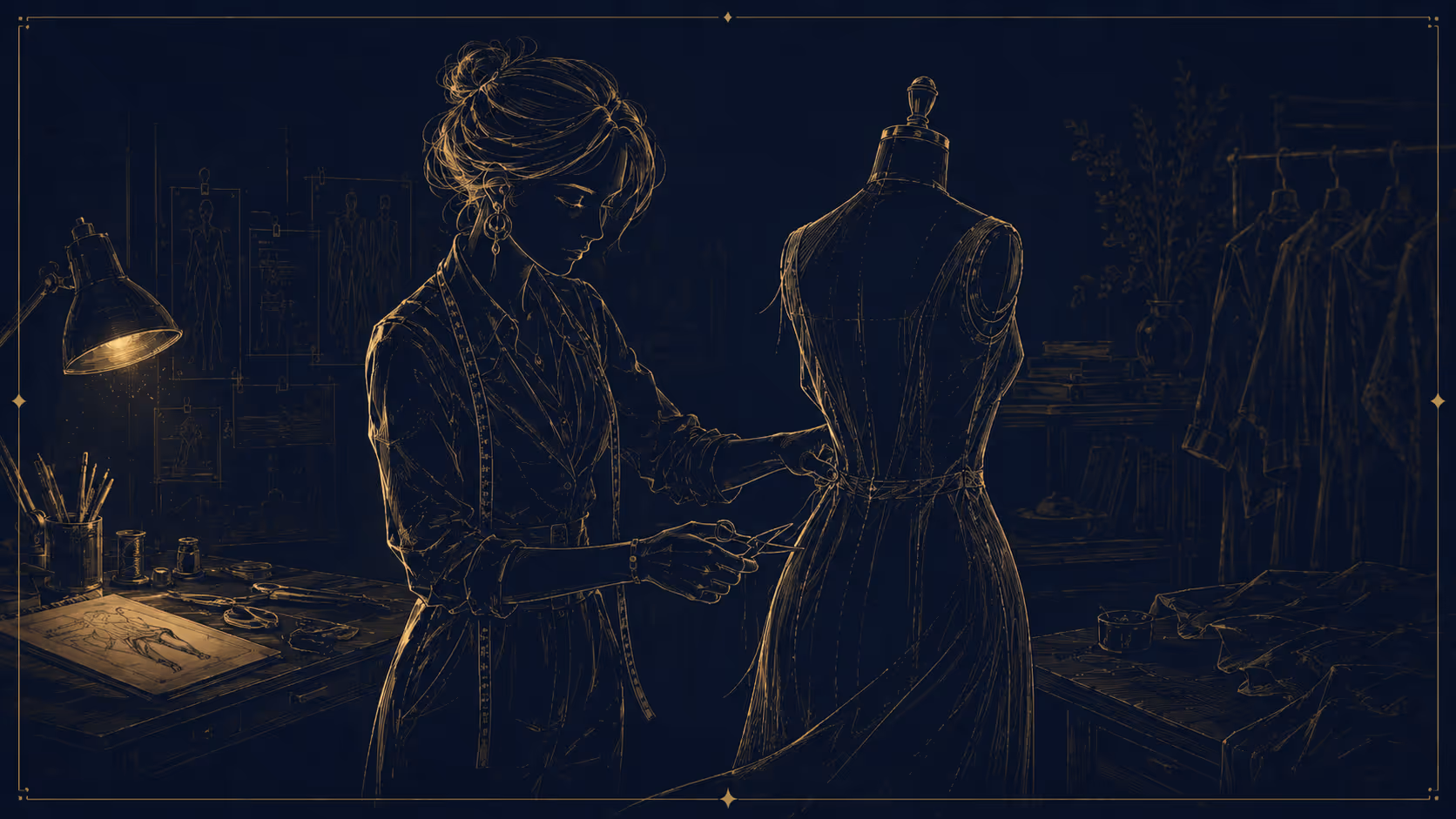 The waist — The sash settled, and the proportion finally decided.